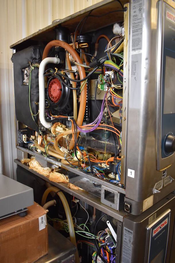 2 2016 Rational Stainless Steel Commercial Combitherm Self Cooking Center Convection Ovens on Commercial Casters. Top Model: SCC WE 62. Bottom Model: SCC WE 102. Picture of Unit Powered on is Included. 480 Volts, 3 Phase. 42x40x73. 2 Times Your Bid! - Image 4 of 9