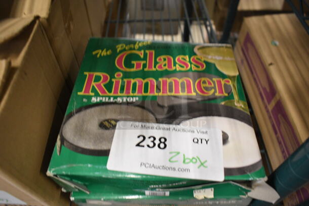 2 BRAND NEW IN BOX! Black Poly Glass Rimmers. 2 Times Your Bid!