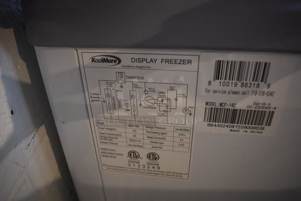 BRAND NEW SCRATCH AND DENT! KoolMore MCF-16C Metal Commercial Floor Style Freezer Merchandiser w/ Sliding Lids on Commercial Casters. 115 Volts, 1 Phase. 60x27x34. Tested and Working! - Image 6 of 6