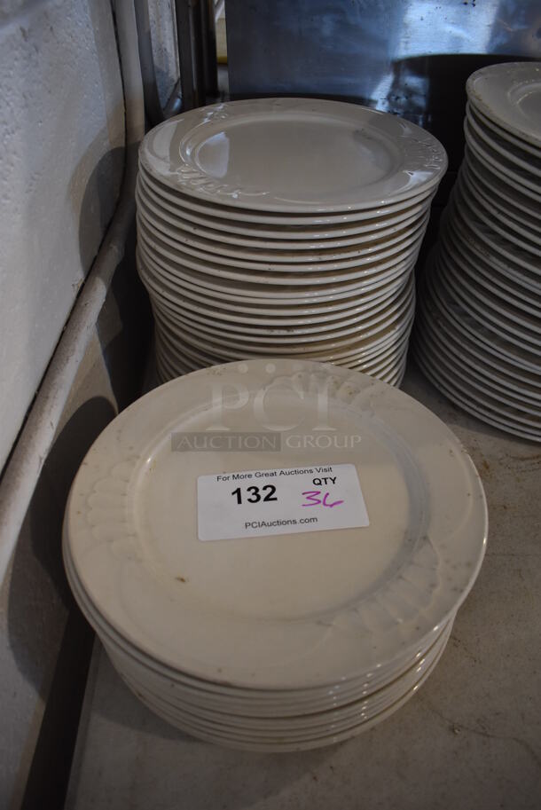 36 White Ceramic Plates. 10x10x1. 36 Times Your Bid! 