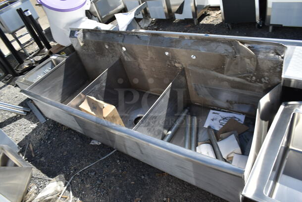BRAND NEW SCRATCH AND DENT! Eagle 2472-3-16/4 Stainless Steel Commercial 3 Bay Sink.