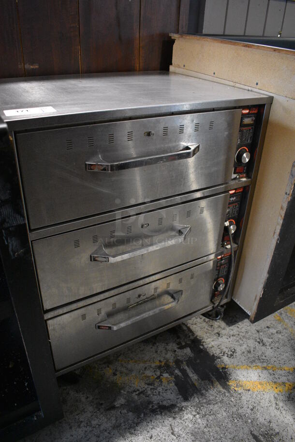 Hatco Stainless Steel Commercial 3 Drawer Warming Drawer on Commercial Casters. 29.5x24x35.5. Tested and Working!