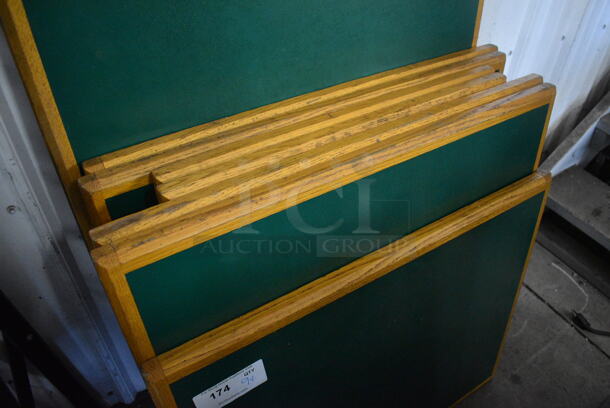 9 Various Green Tabletops w/ Wood Pattern Rim. 30x24x1, 30x30x1, 30x42x1. 9 Times Your Bid! - Image 3 of 4