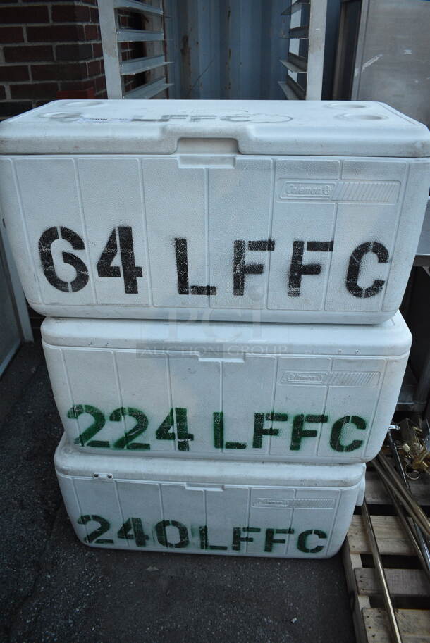 3 Coleman White Poly Portable Cooler. 3 Times Your Bid! - Image 1 of 4
