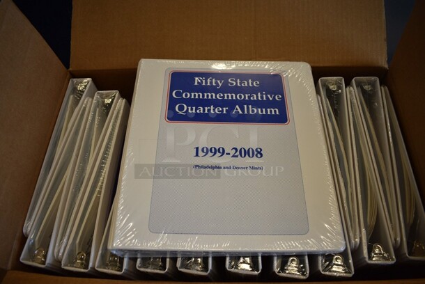 ALL ONE MONEY! Lot of 40 BRAND NEW Fifty State Commemorative Quarter Album Binders From 1999-2008 Philadelphia and Denver Mints.