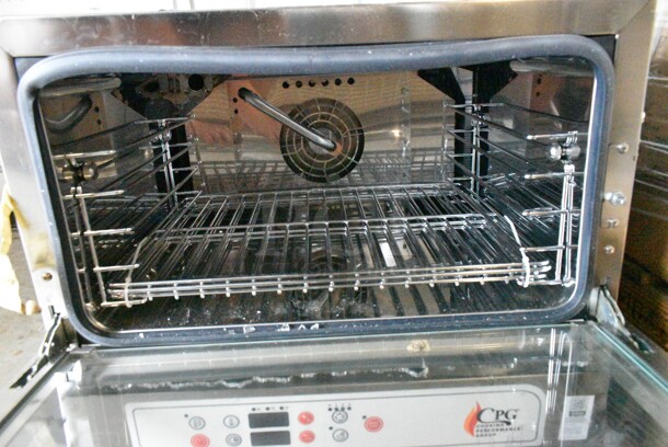 BRAND NEW SCRATCH AND DENT! Cooking Performance Group CPG 351COHD3A Stainless Steel Countertop Half Size Electric Powered Convection Oven. See Pictures for Broken Glass on Door. 110 Volts, 1 Phase. Tested and Working! - Image 8 of 10