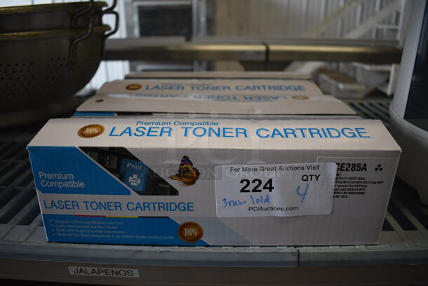 4 Boxes of PTCE285A Laser Toner Cartridges. 1 Open, 3 New. 4 Times Your Bid!