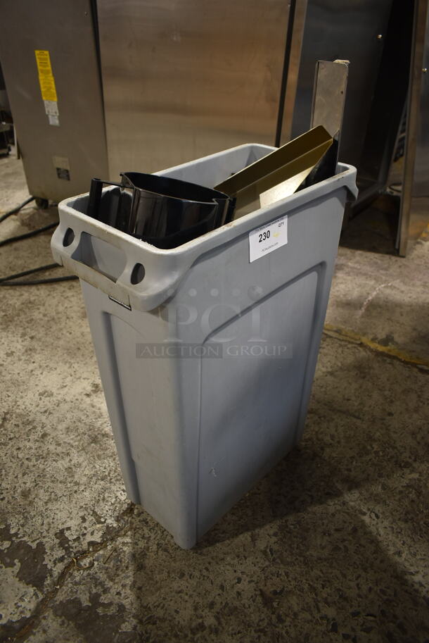Gray Poly Slim Jim Trash Can w/ Contents. - Image 3 of 3