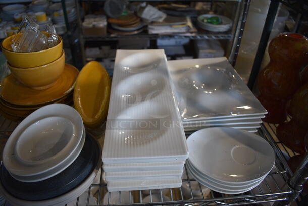 ALL ONE MONEY! Metro Lot of 4 Tiers of Various Items Including Saucers, Plates, Bowls, Mugs, Poly Bins, Wooden Trays. Does Not Include Metro Shelving Unit - Image 7 of 12