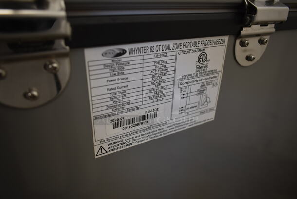 BRAND NEW SCRATCH AND DENT! Whynter FM-62DZ 62 Quart Dual Zone Portable Refrigerator and Deep Freezer Chest. 115 Volts, 1 Phase. Tested and Working! - Image 5 of 5