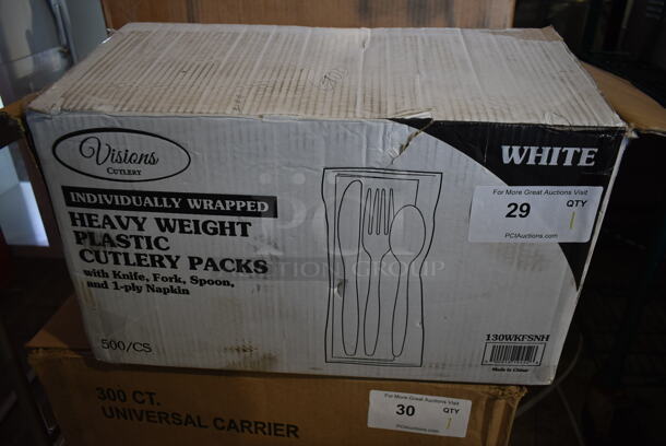 BRAND NEW Box of Visions Individually Wrapped Heavy Weight Plastic Cutlery Packs. - Image 4 of 4
