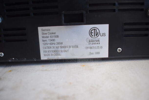 Sensio Slow Cooker 63150B Missing 1 Lid. 120 Volts 1 Phase Tested and Working! - Image 4 of 5