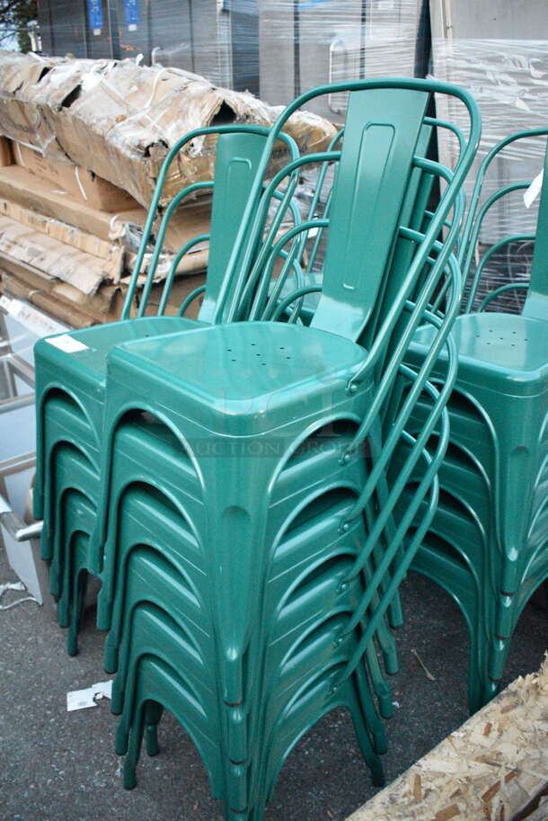21 BRAND NEW SCRATCH AND DENT! Green Metal Tolix Style Chairs. 12 Times Your Bid!  - Image 5 of 7