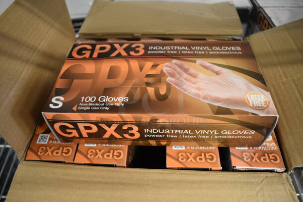 10 BRAND NEW BOXES of GPX3 Industrial Vinyl Powder Free Non Sterile Small Gloves. 10 Times Your Bid!