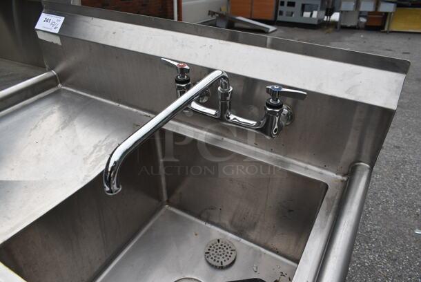 Stainless Steel Commercial Single Bay Sink w/ Left Side Drain Board, Faucet and Handles. Bay 18x18x. Drain Board 16x20 - Image 4 of 5