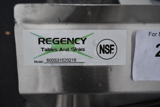BRAND NEW SCRATCH AND DENT! Regency 600S31620218 Stainless Steel Commercial 3 Bay Sink w/ Dual Drain Boards. No Legs. - Image 2 of 5
