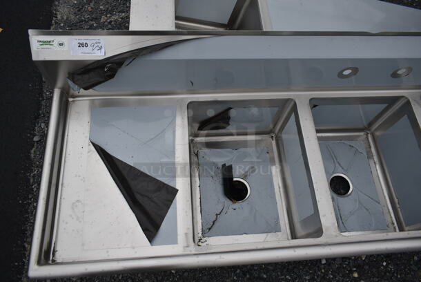 BRAND NEW SCRATCH AND DENT! Regency 600S31620218 Stainless Steel Commercial 3 Bay Sink w/ Dual Drain Boards. No Legs. - Image 3 of 5