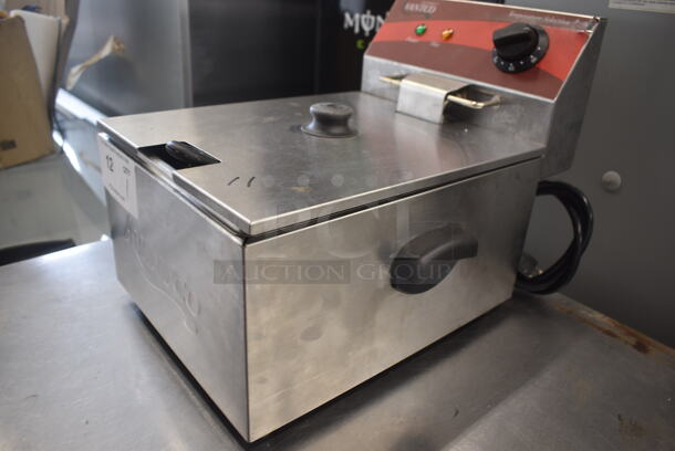 Avantco 177F100 Commercial Stainless Steel Countertop Single Fryer With Frying Basket. 120V.  - Image 3 of 5