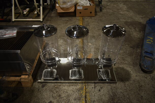 BRAND NEW SCRATCH AND DENT! Stainless Steel Countertop 3 Hopper Dry Dispensers on Frame. - Image 1 of 5