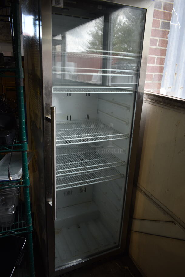 Metal Commercial Single Door Reach In Cooler Merchandiser w/ Poly Coated Racks. Tested and Working! - Image 2 of 4