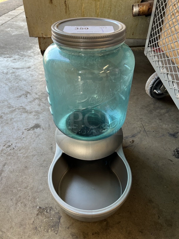 Blue and Gray Poly Dog Water Bowl w/ Jug. 9x16x16