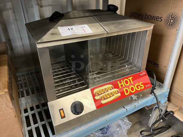 LIKE NEW! Avantco HDS-100 100 Dog / 48 Bun Hot Dog Steamer Merchandiser. 120 Volts, 1 Phase. Used a Few Times at Trade Show as a Demonstration. 18x14x14. Tested and Working! - Image 2 of 7