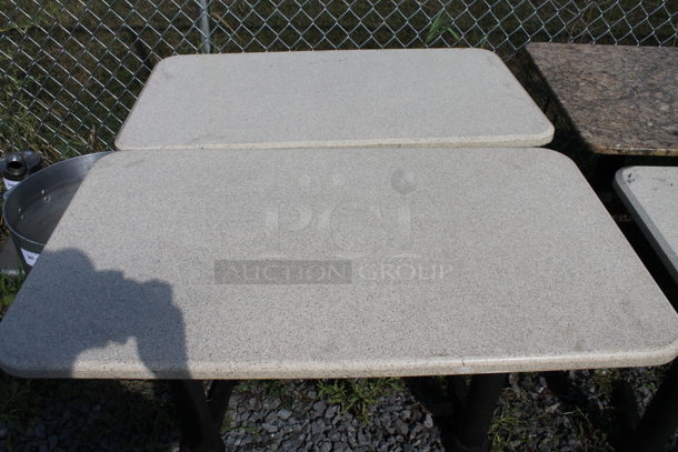 2 White Tables on Black Metal Table Bases. 2 Times Your Bid! - Image 1 of 2