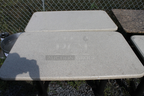 2 White Tables on Black Metal Table Bases. 2 Times Your Bid!