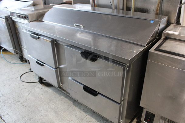 Beverage Air Model SPED60HC-16-4 Stainless Steel Commercial Sandwich Salad Prep Table Bain Marie Mega Top w/ 4 Drawers on Commercial Casters. 115 Volts, 1 Phase. 60x30x41. Tested and Working! - Image 2 of 7