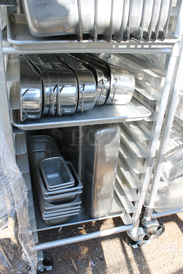 Metal Commercial Pan Transport Rack w/ Contents and Clear Poly Cover on Commercial Casters. - Image 3 of 3
