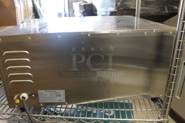BRAND NEW SCRATCH AND DENT! 2022 Hoocoo CMO-1 Stainless Steel Commercial Countertop Electric Powered Pizza Oven w/ Broken Cooking Stone and Thermostatic Controls. 120 Volts, 1 Phase. - Image 4 of 5