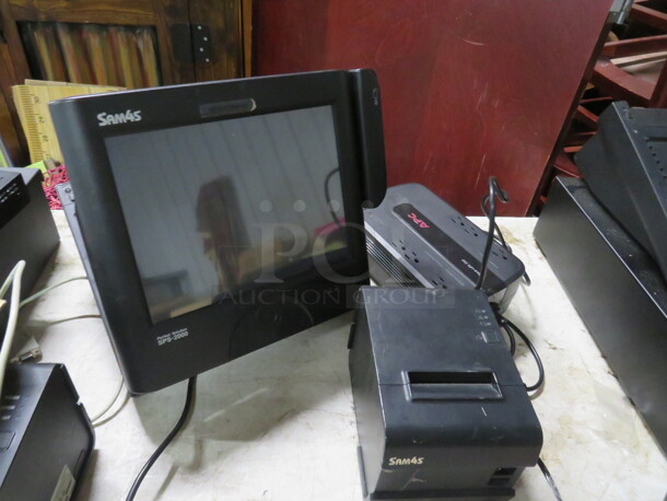 One SAM4S POS System, Including, 1 #SPS-2000 Terminal, SAM4S Thermal Printer #ELLIX-20 II VS, 1 APC Battery Backup UPS-350.  - Image 1 of 1