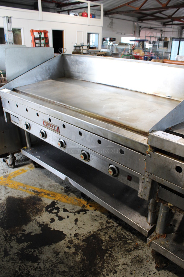 Vulcan Stainless Steel Commercial Natural Gas Powered Flat Top Griddle w/ Metal Under Shelf on Commercial Casters. 60x30x46 - Image 3 of 6
