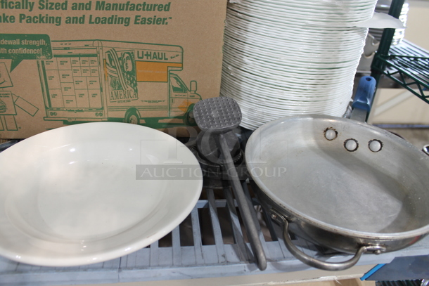 ALL ONE MONEY! Two Tier Lot of Various Items Including Poly Bins, Utensils and Plates - Image 6 of 7