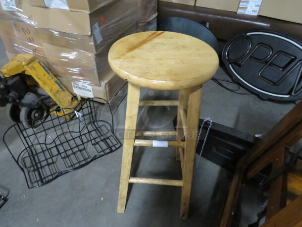 One Wooden Bar Stool.