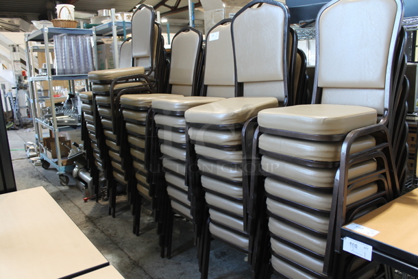 50 Metal Stackable Banquet Chairs w/ Tan Cushion and Back Rest. 50 Times Your Bid! - Image 3 of 3