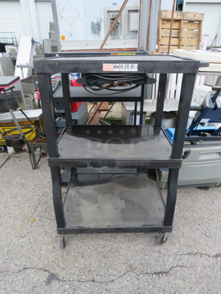 One 3 Shelf Poly Utility Cart On Casters. 35X27X49