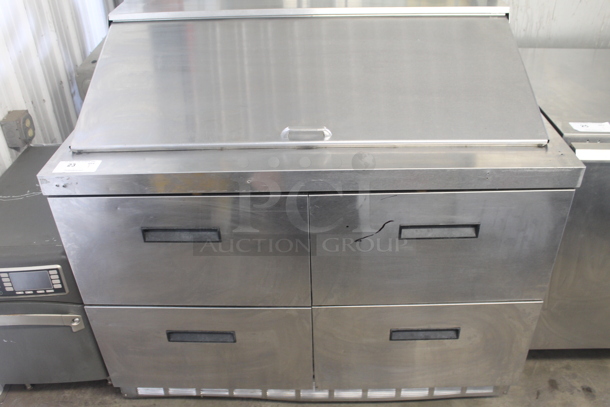 2014 Delfield D4448N-18M Stainless Steel Commercial Sandwich Salad Prep Table Bain Marie Mega Top w/ 4 Drawers on Commercial Casters. 115 Volts, 1 Phase. Tested and Working! - Image 1 of 7