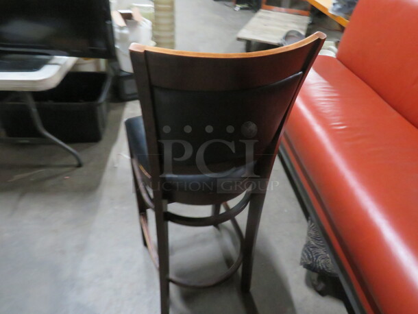 Black Wooden Bar Height Chair With Black Cushioned Seat And Back. 2XBID - Image 2 of 2