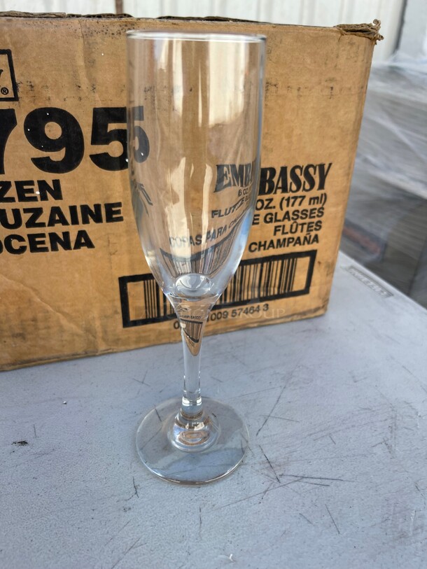 Brand New! Libbey 3795 6 oz Embassy Flute Glass - Safedge Rim & Foot Guarantee NSF - Image 4 of 5
