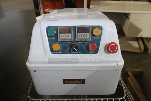 LIKE NEW! Estella 348SM80 Metal Commercial 80 Quart / 120 Pound Two-Speed Spiral Dough Mixer w/ Stainless Steel Mixing Bowl, Bowl Guard and Dough Hook. 240 Volts. Unit Has Only Been Used a Few Times! Tested and Working! - Image 2 of 11