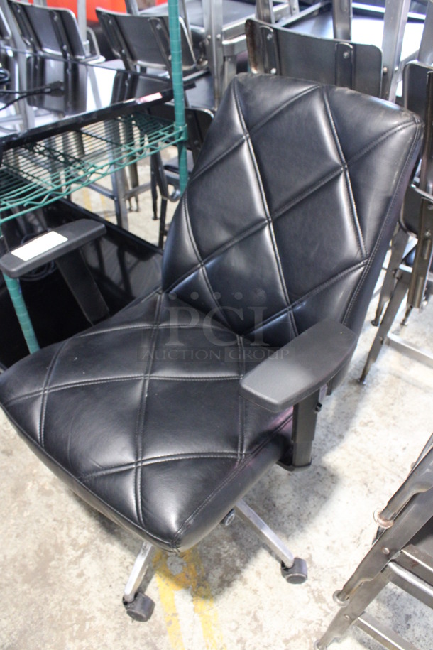 Black Office Chair w/ Arm Rests on Casters. 27x23x38 - Image 2 of 3