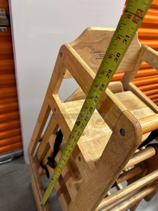 Clean! Winco CHH-104 28 inch Stackable Wood High Chair w/ Waist Strap, Maple - Image 8 of 8