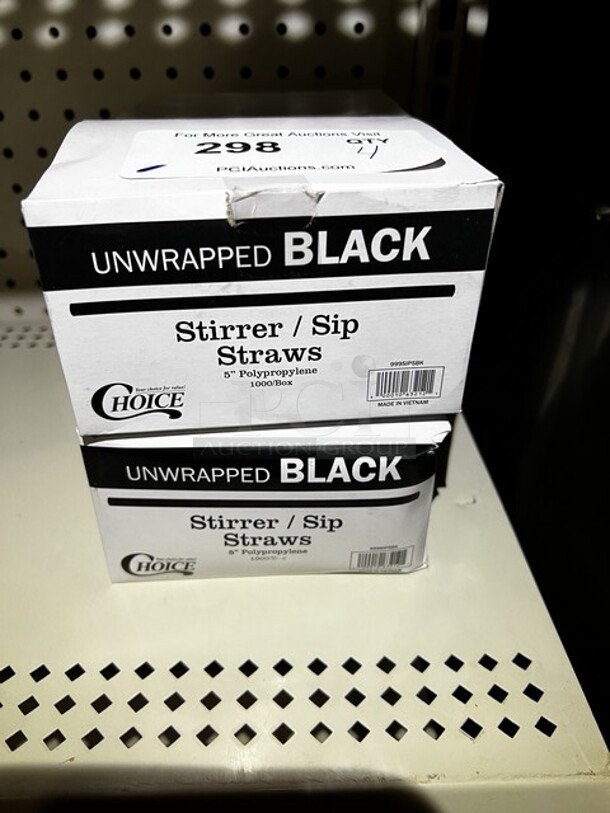 4 Boxes of Unwrapped Black Stir Sticks