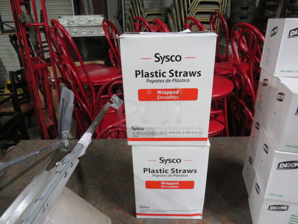 Box Of Wrapped Plastic Straws. 2XBID - Image 1 of 1