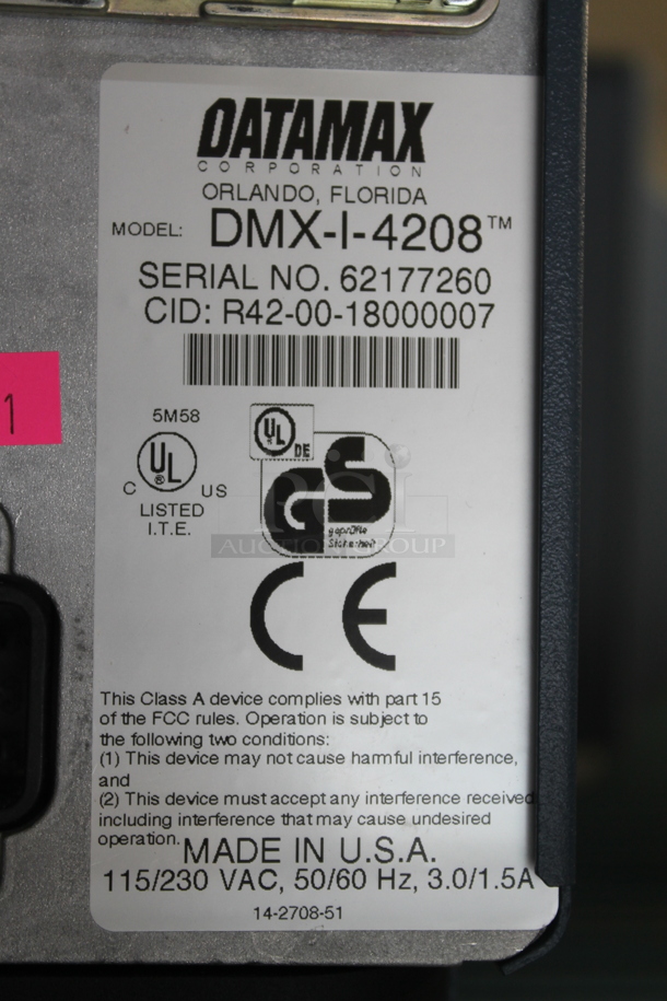 Datamax DMX-I-4208 Barcode Printer. 115 Volts, 1 Phase.  - Image 6 of 6