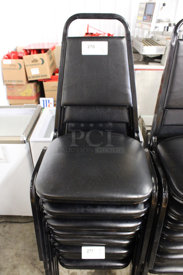 4 Black Metal Dining Height Stackable Banquet Chairs. Stock Picture - Cosmetic Condition May Vary. 18x19x35. 4 Times Your Bid!