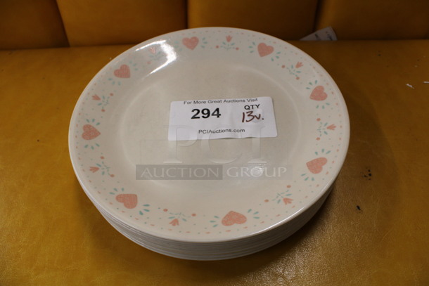 13 Ceramic Plates w/ Various Patterned Rim. 10.5x10.5x1. 13 Times Your Bid!