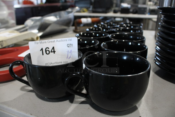 12 Black Ceramic Mugs. 4x3.5x2.5. 12 Times Your Bid!