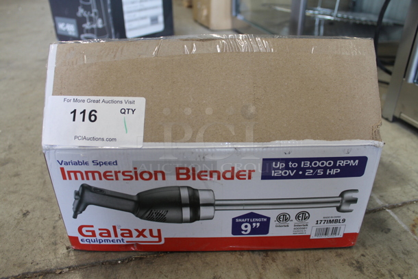 LIKE NEW! Galaxy IMBL9 9" Stainless Steel Commercial Variable Speed Immersion Blender. 120 Volts, 1 Phase. Tested and Working! - Image 1 of 3